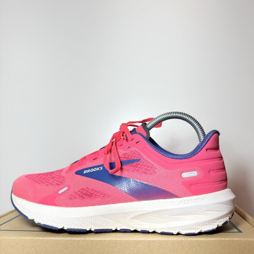 Brooks Shoes Womens 8 Launch GTS 9 Pink Blue Stability Running Sneakers Athletic